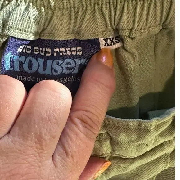 Big Bud Press Sage Green Pleated High Waisted Wide Leg Pants XXS - Picture 6 of 8